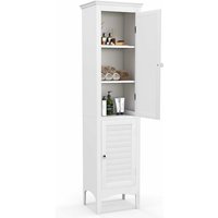 Badezimmerschrank schmal, freistehender Badschrank mit verstellbarem Ablagen & 2 Türen, Hochschrank 38 x 33 x 160 cm, Weiß - Costway von COSTWAY