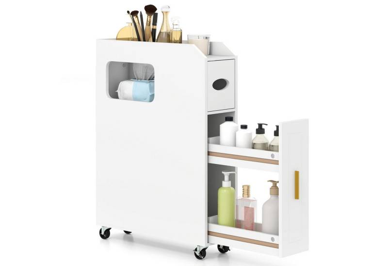 COSTWAY Badkommode, Nischenschrank schmal mit Schublade auf Rollen von COSTWAY