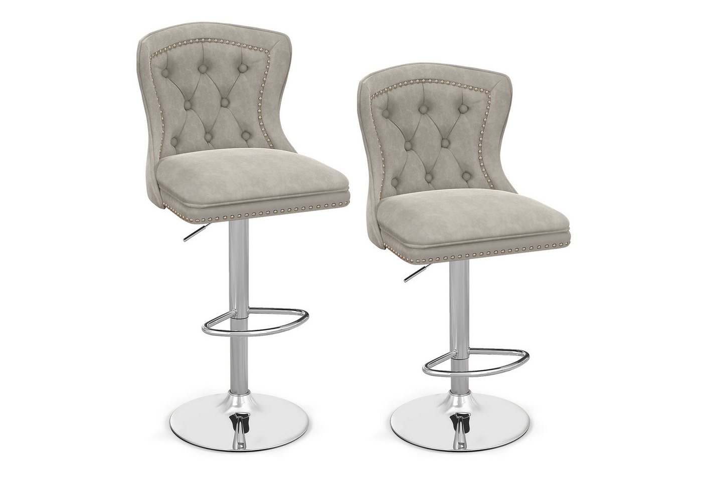 COSTWAY Barhocker (2er Set), Barstühle 67-87cm höhenverstellbar aus Samt, drehbar von COSTWAY