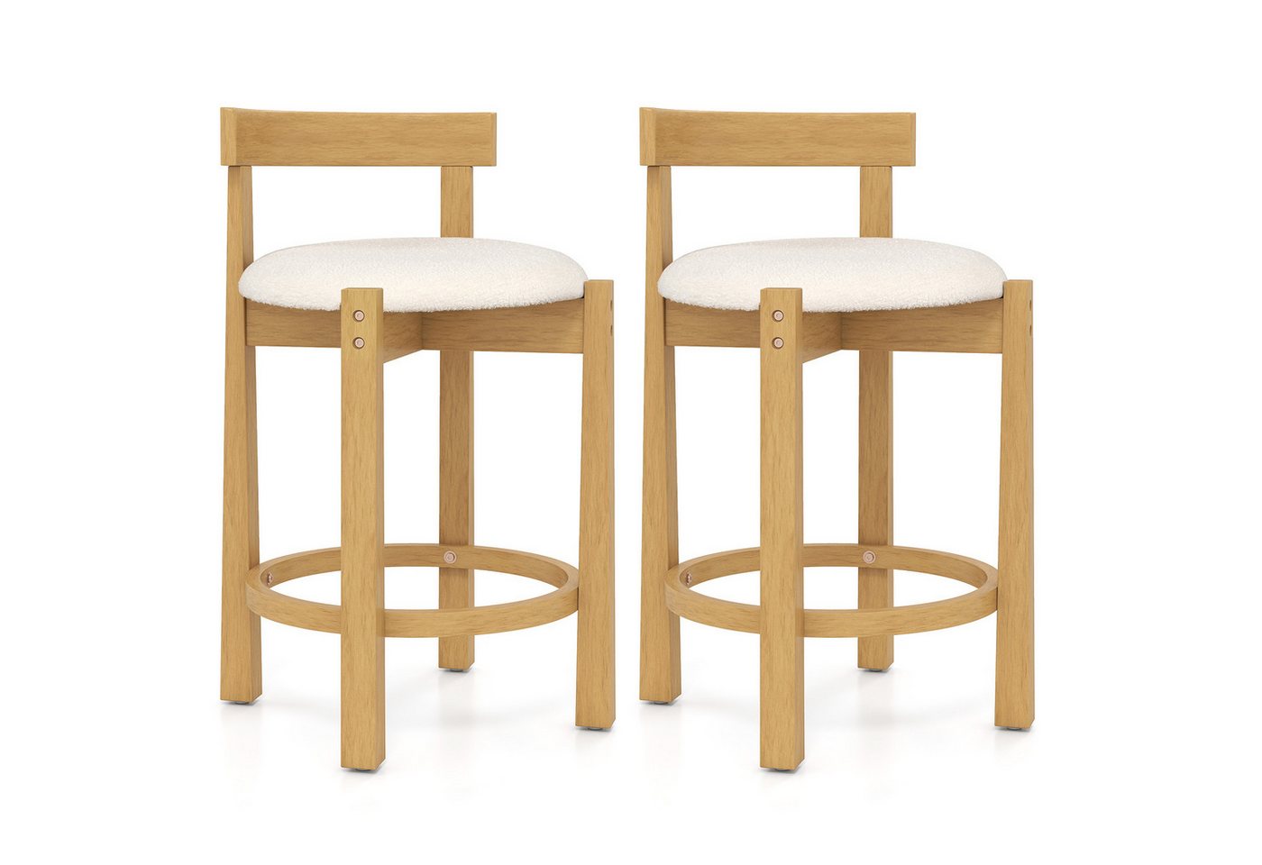 COSTWAY Barhocker (2er Set), Barstühle Holz mit Rückenlehnen Sitzhöhe 62cm von COSTWAY