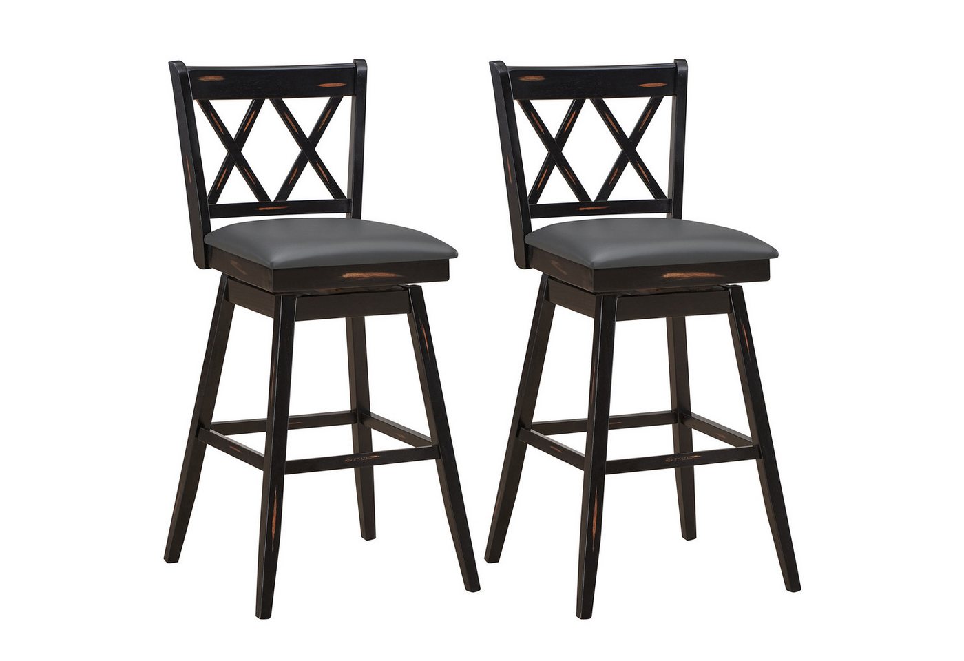 COSTWAY Barhocker (2er Set), drehbar, mit Lehne & Fußstütze, Sitzhöhe 75cm von COSTWAY