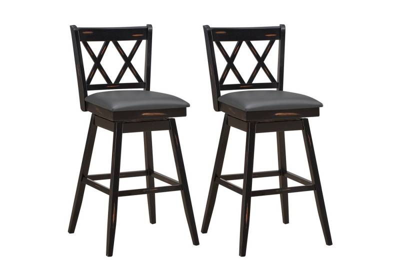 COSTWAY Barhocker (2er Set), drehbar, mit Lehne & Fußstütze, Sitzhöhe 75cm von COSTWAY