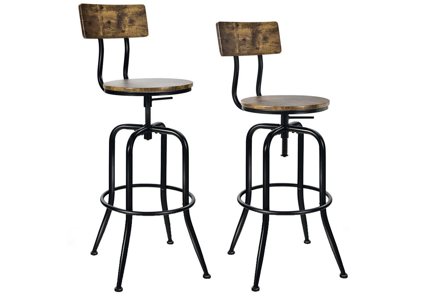 COSTWAY Barhocker (2er Set), drehbar & höhenverstellbar, abnehmbare Lehne von COSTWAY