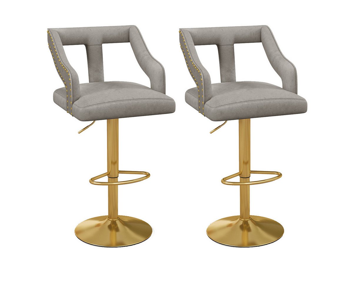 COSTWAY Barhocker (2er Set), drehbare Barstühle 63-85 höhenverstellbar, Samt mit Fußstütze von COSTWAY