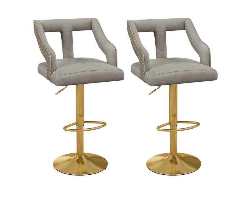 COSTWAY Barhocker (2er Set), drehbare Barstühle 63-85 höhenverstellbar, Samt mit Fußstütze von COSTWAY