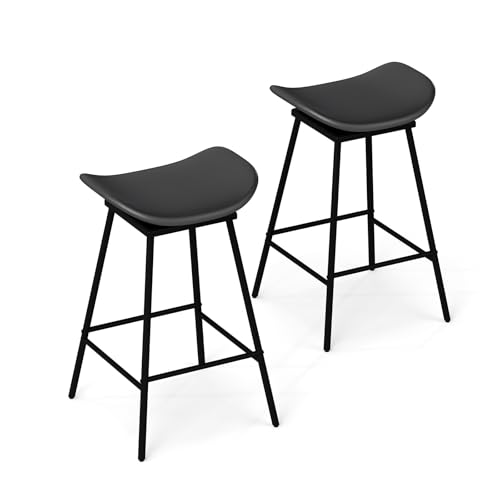 COSTWAY Barhocker 2er Set, Thekenhocker 360° drehbar, Sitzhöhe 71,5cm, Sitzhocker Holz mit Fußstütze, Bistrohocker gepolstert, Küchenhocker modern (Schwarz) von COSTWAY