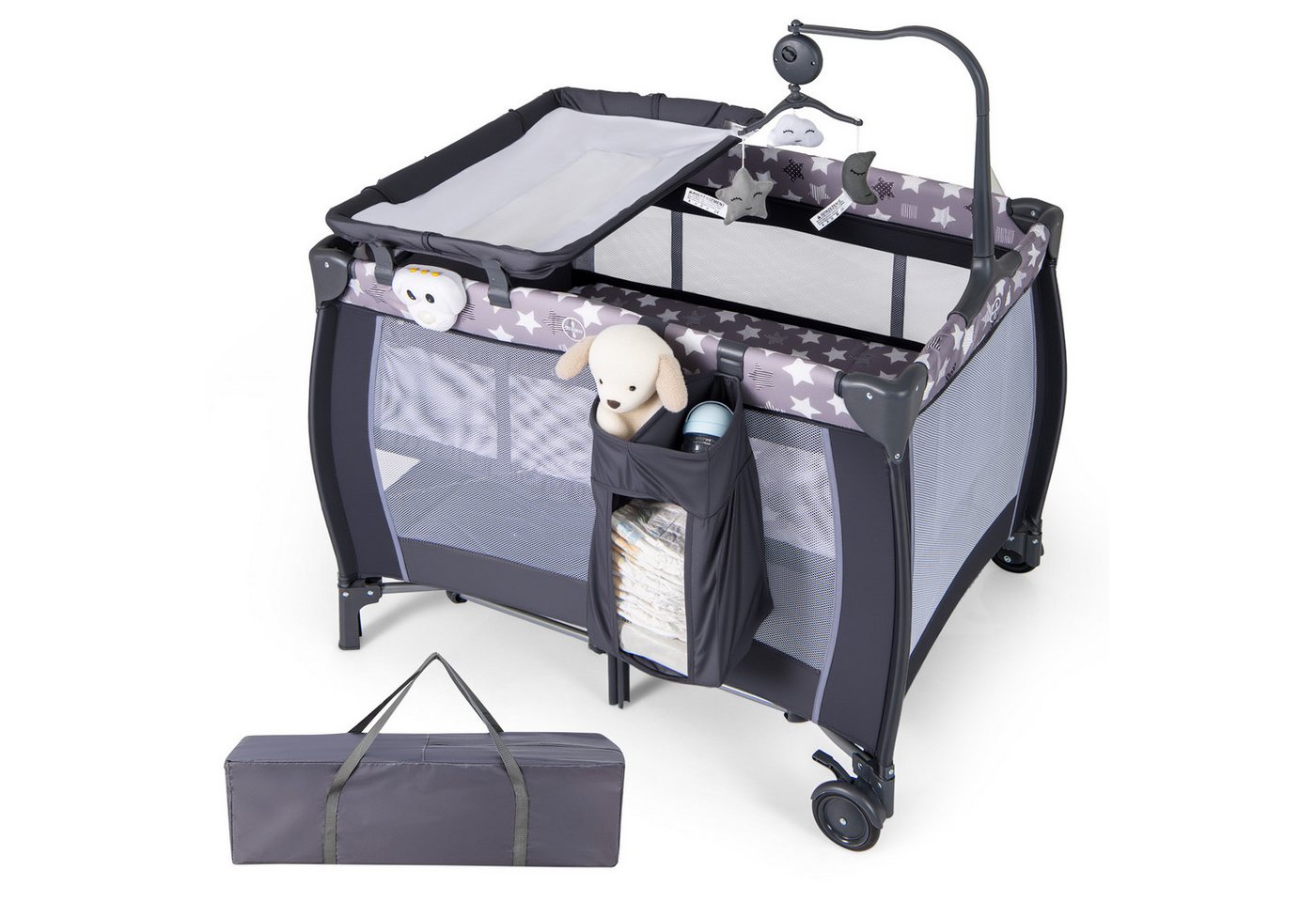 COSTWAY Beistellbett, 3 in 1 Wicketisch Laufstall, mit Matratze COSTWAY Beistellbett, 3 in 1 Wicketisch Laufstall, mit Matratze von COSTWAY