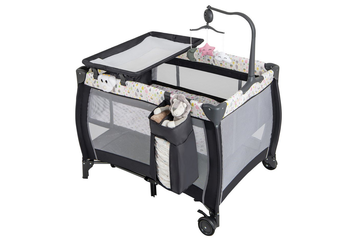 COSTWAY Beistellbett, 3 in 1 Wicketisch Laufstall, mit Matratze COSTWAY Beistellbett, 3 in 1 Wicketisch Laufstall, mit Matratze von COSTWAY