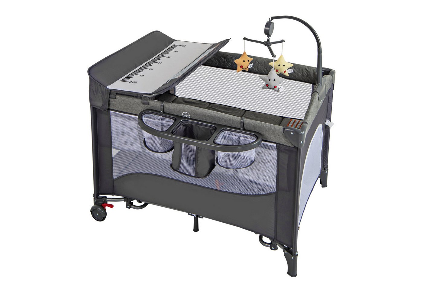 COSTWAY Beistellbett, 5 in 1 Babybett, Reisebett, höhenverstellbar, mit Rollen von COSTWAY