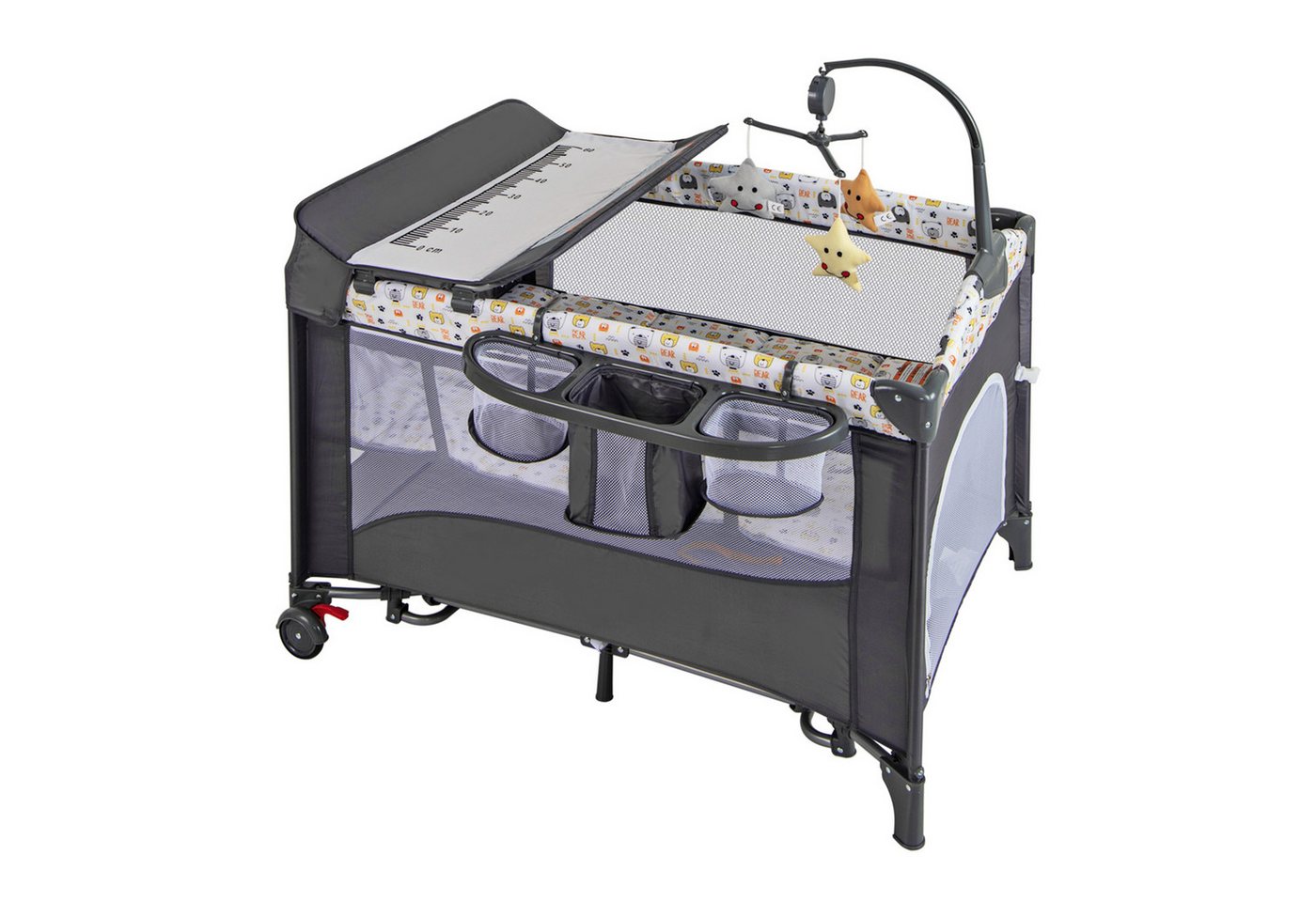 COSTWAY Beistellbett, 5 in 1 Babybett, Reisebett, höhenverstellbar, mit Rollen von COSTWAY