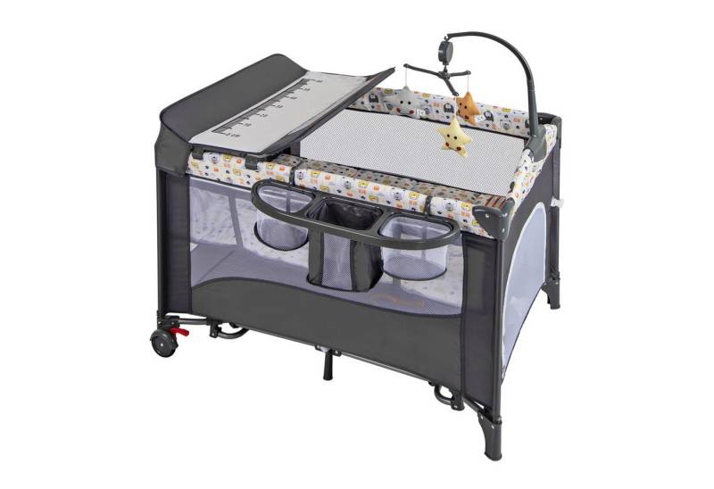 COSTWAY Beistellbett, 5 in 1 Babybett, Reisebett, höhenverstellbar, mit Rollen von COSTWAY