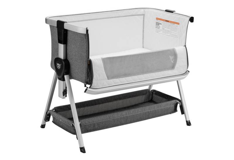 COSTWAY Beistellbett, 7-stufig höhenverstellbar, mit Matratze, Rollen von COSTWAY