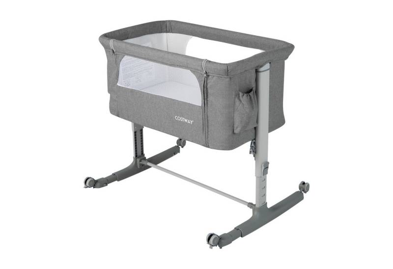 COSTWAY Beistellbett 3 in 1 Reisebett, 5-stufig höhenverstellbar,Matratze von COSTWAY