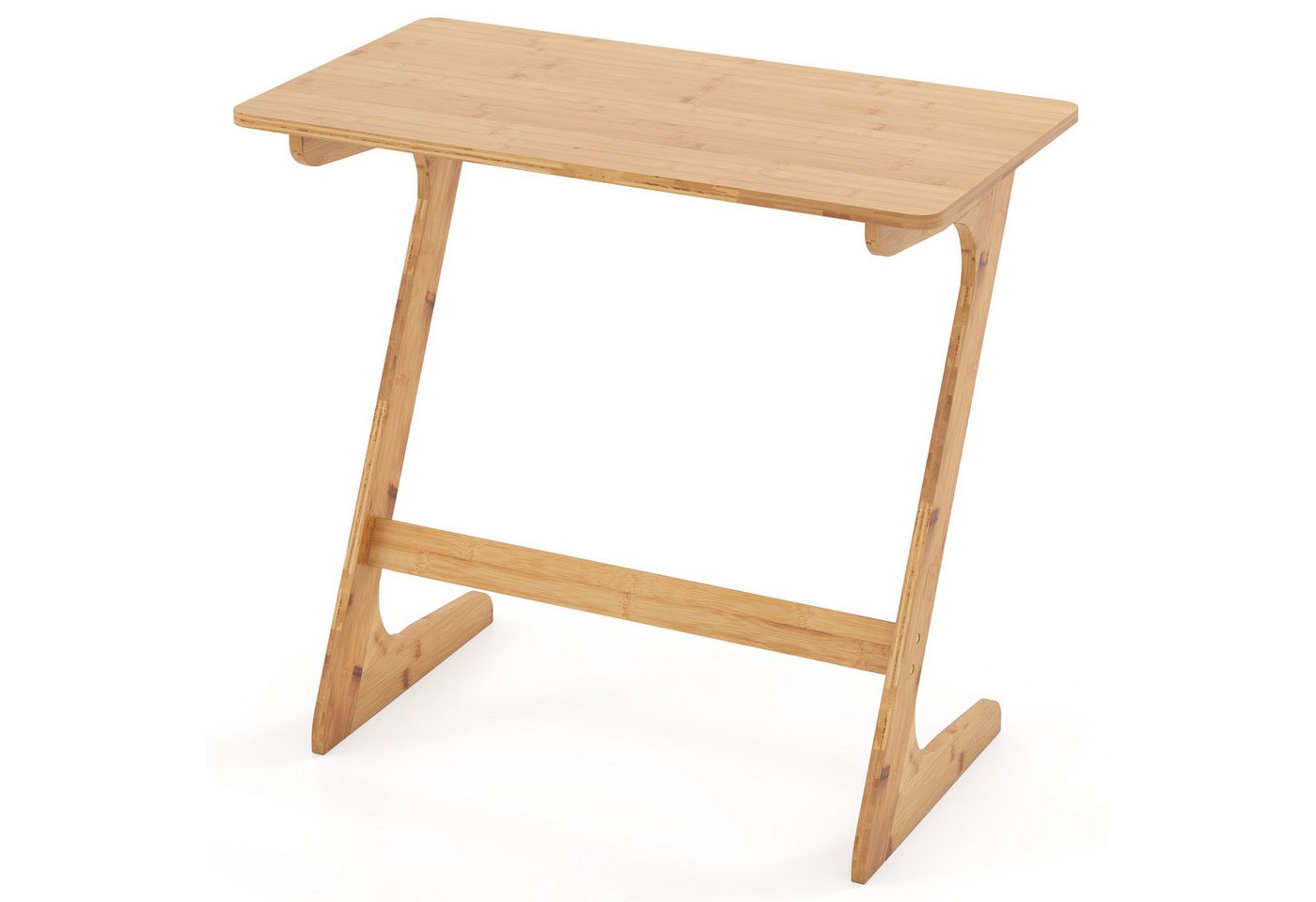 COSTWAY Beistelltisch, Z-förmiger Sofatisch Bambus, Betttsich 75x40x70cm von COSTWAY