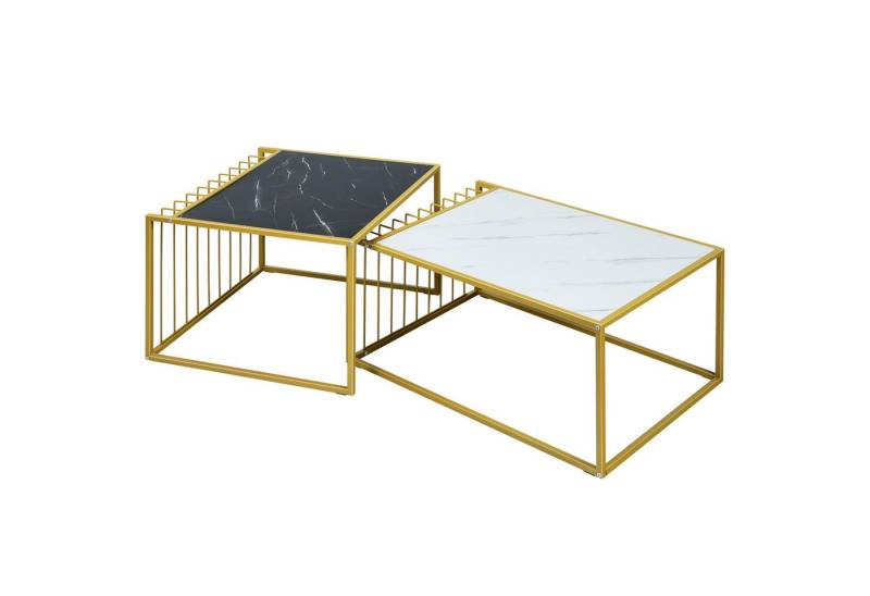 COSTWAY Beistelltisch (2-St., 2 Stücke), Marmor, Metallstruktur von COSTWAY