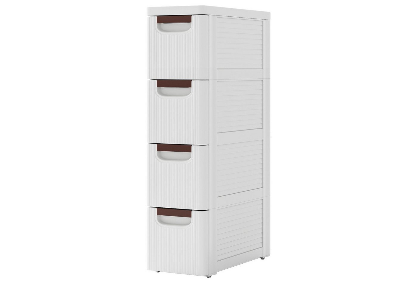 COSTWAY Beistellwagen, Nischenschrank schmal, mit 4 Schubladen & Rollen, weiß von COSTWAY