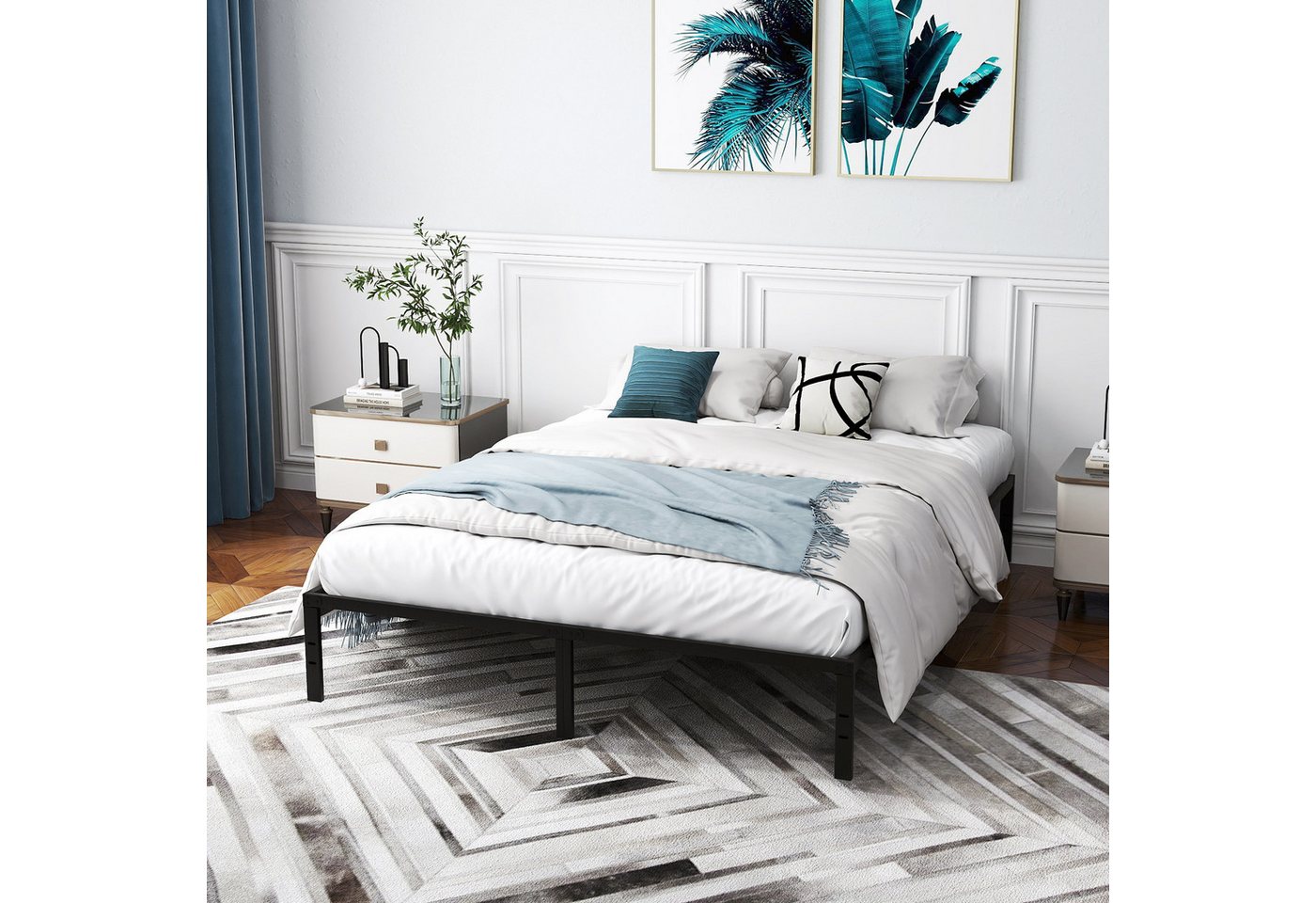COSTWAY Bettgestell (1-tlg), Doppelbett, mit Lattenrost, 160x200cm von COSTWAY