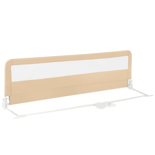 COSTWAY Bettgitter klappbar, 180 cm Lange Bettschutzgitter mit Sicherheitsgurten, Rausfallschutz 180° Faltbar Boxspringbett für Baby & Kleinkinder (Beige) von COSTWAY
