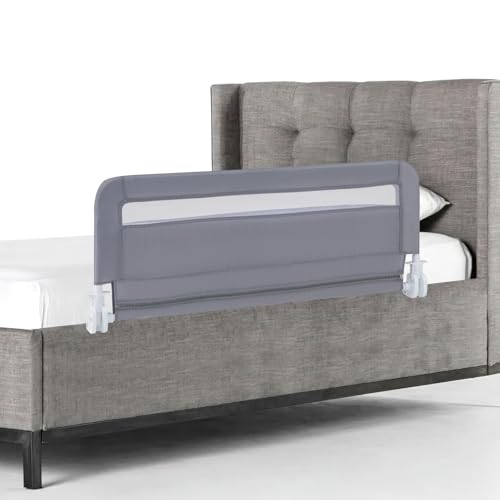 COSTWAY Bettgitter klappbar für Kleinkinder, 100 x 42 cm Bettschutzgitter mit Sicherheitsgurt & abnehmbarem Bezug, Kinderbettgitter, Rausfallschutz für Kinderbett Boxspringbett (Grau) von COSTWAY