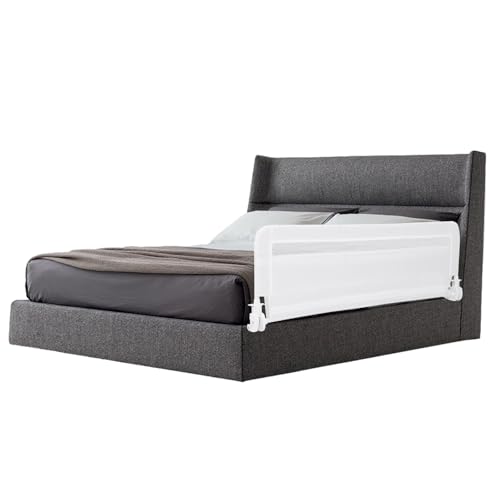 COSTWAY Bettgitter klappbar für Kleinkinder, Bettschutzgitter mit Sicherheitsgurt & abnehmbarem Bezug, Kinderbettgitter, Rausfallschutz für Kinderbett Boxspringbett (Weiß,120 x 42 cm) von COSTWAY