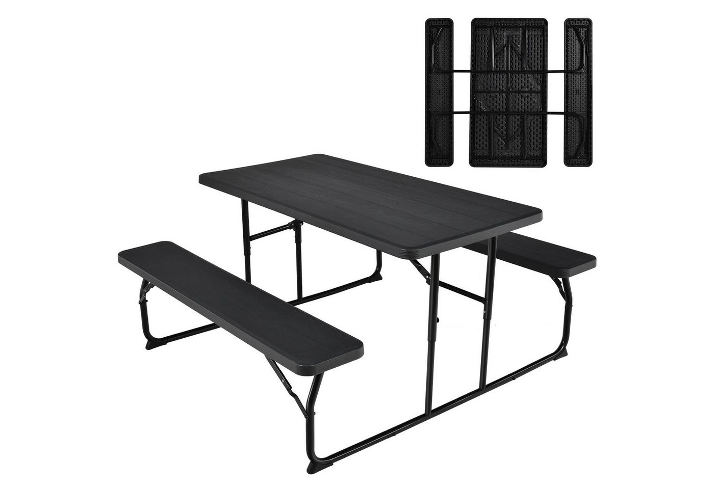 COSTWAY Bierzeltgarnitur, 136 cm Campingtisch mit Bänken, klappbar von COSTWAY