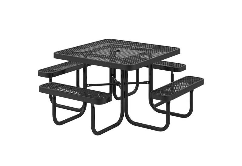 COSTWAY Bierzeltgarnitur, Biertisch mit 4 Bänken, Metall, 193 x 193 x 76 cm von COSTWAY