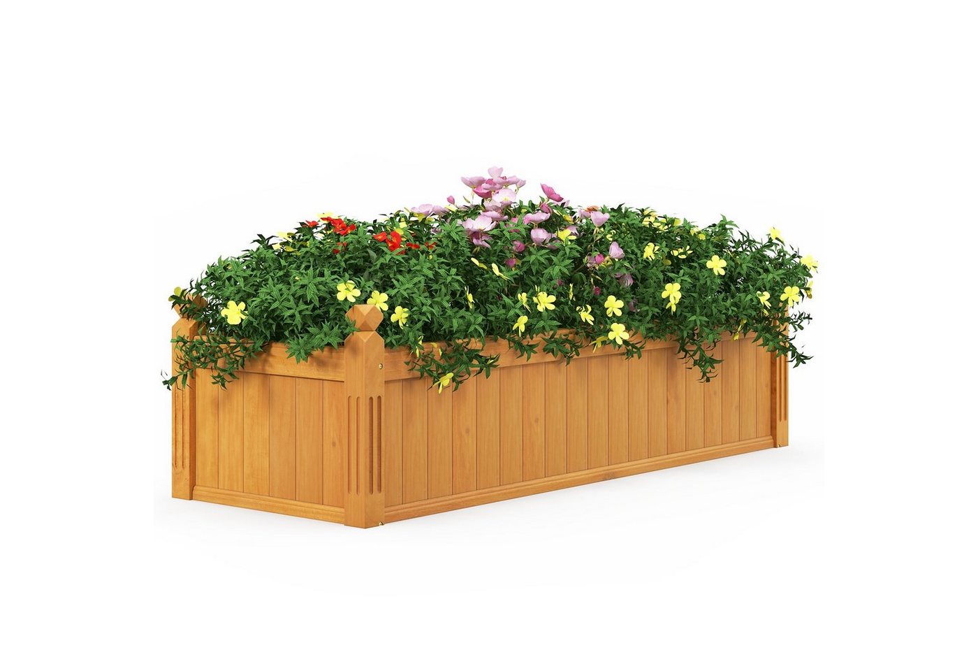 COSTWAY Blumenkasten, mit Drainagesystem aus Tannenholz, bis 30kg 110x40x35cm von COSTWAY