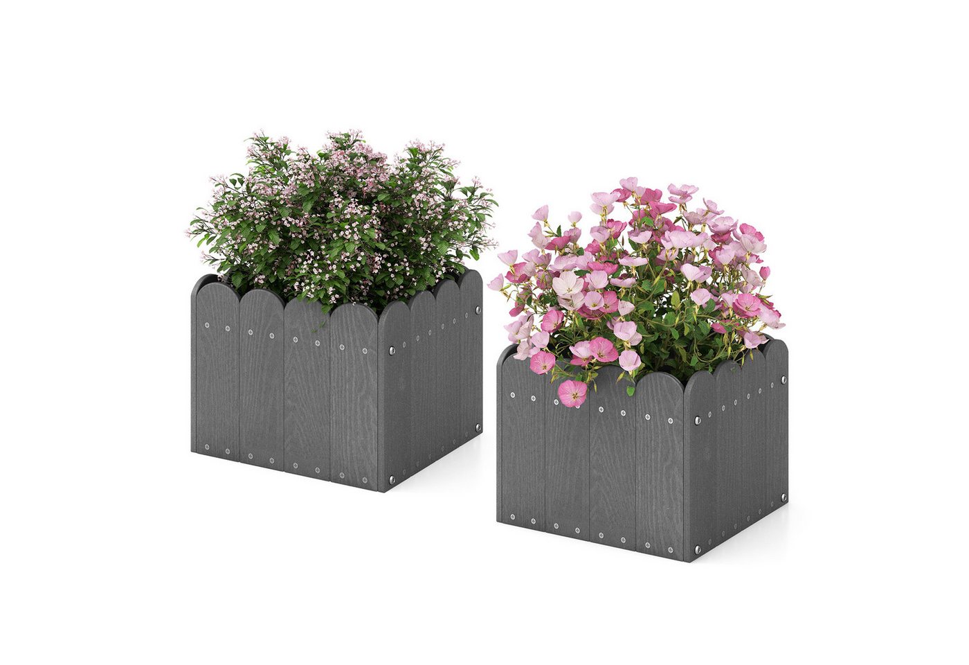 COSTWAY Blumenkasten (2 St), Blumenkübel, mit Abflusslücken, 32x30x25 cm von COSTWAY