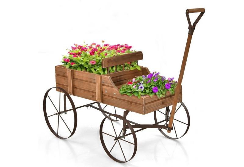 COSTWAY Blumenständer, Pflanzwagen mit 4 Metallrädern & Griff, 62x34x60cm von COSTWAY