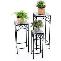 COSTWAY Blumenständer Mosaik 3er Set, Blumenhocker Garten Quadratisch, Blumentreppe Metall, Gartentisch Beistelltisch Mosaiktisch, Pflanzenständer von COSTWAY