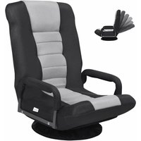 COSTWAY Bodensessel 360° drehbar Bodenstuhl mit 6-Fach Verstellbarer Rückenlehne Game Sessel gepolstert Schwarz und grau von COSTWAY