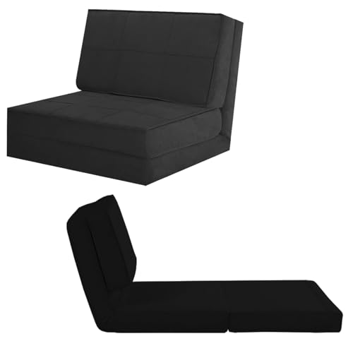 COSTWAY Bodensofa Klappbar, 4 in 1 Schlafsofa gepolsert mit 5-stufig Verstellbarer Rückenlehne, Bodensessel mit Schlaffunktion, Sofabett Klappsofa für Wohnzimmer, Schlafzimmer (Schwarz) von COSTWAY