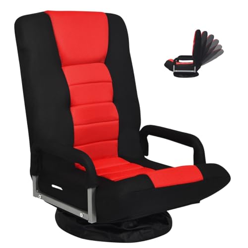 COSTWAY Bodenstuhl 360° drehbar, Bodensessel mit 6-Fach Verstellbarer Rückenlehne, Game Sessel gepolstert, Bodensofa Meditationsstuhl bis 140kg belastbar, Lazy Sofa (Rot) von COSTWAY