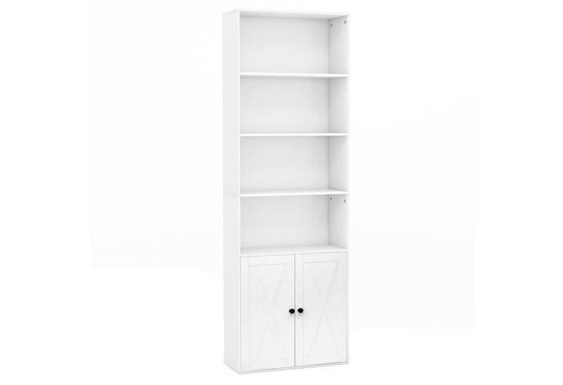 COSTWAY Bücherregal, 180cm Bücherschrank mit Türen & 4 offenen Fächern von COSTWAY
