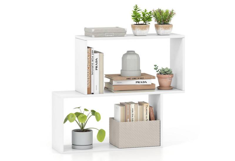 COSTWAY Bücherregal, 3-stöckig, Würfelregal Holz, geometrisch, Weiß von COSTWAY