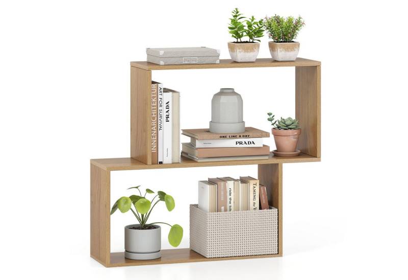 COSTWAY Bücherregal, 3-stöckig, Würfelregal Holz, geometrisch, Weiß von COSTWAY