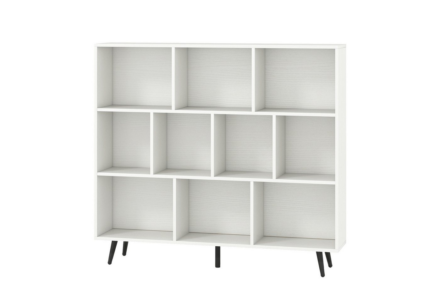 COSTWAY Bücherregal, Holz, Standregal mit 3 Ebenen und Holzbeine, weiß von COSTWAY