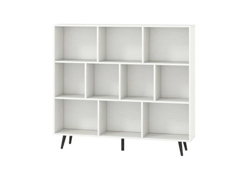 COSTWAY Bücherregal, Holz, Standregal mit 3 Ebenen und Holzbeine, weiß von COSTWAY