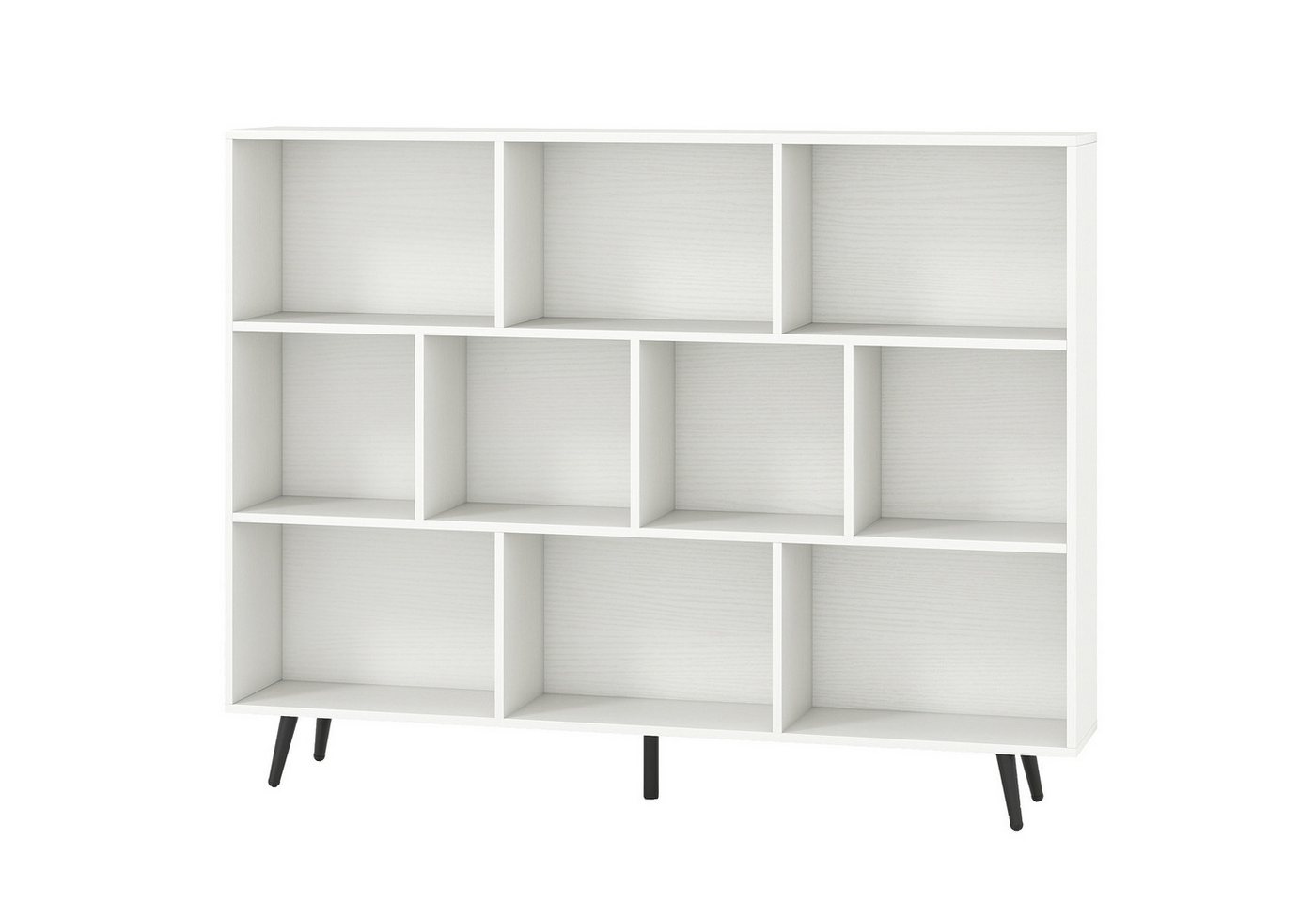 COSTWAY Bücherregal, Holz, Standregal mit 3 Ebenen und Holzbeine, weiß von COSTWAY