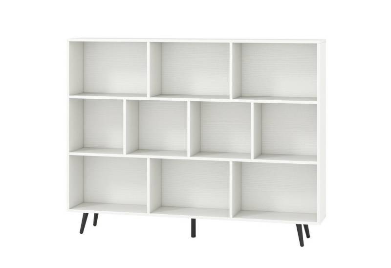 COSTWAY Bücherregal, Holz, Standregal mit 3 Ebenen und Holzbeine, weiß von COSTWAY