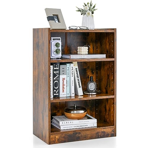 COSTWAY Bücherregal, Standregal mit 3 Fächern, Regal mit verstellbaren Regalen, für Wohnzimmer, Schlafzimmer, Arbeitszimmer, 30 x 50 x 75 cm, vintagebraun von COSTWAY