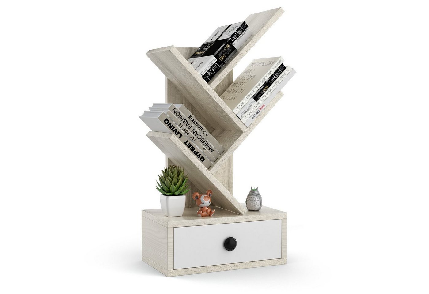 COSTWAY Bücherregal, stehend, in Baumform, mit Schublade, Holz, 30x17,5x60cm von COSTWAY