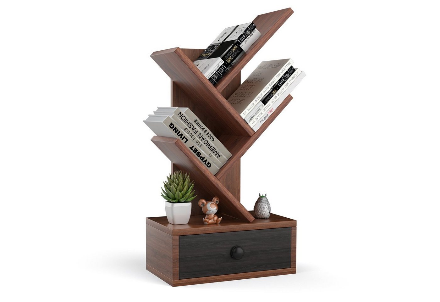 COSTWAY Bücherregal, stehend, in Baumform, mit Schublade, Holz, 30x17,5x60cm von COSTWAY