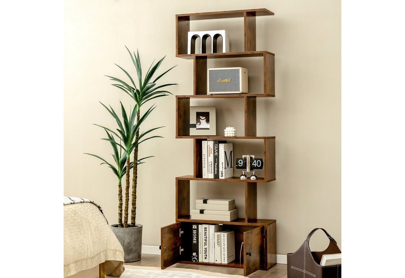 COSTWAY Bücherregal 6 Ebenen Standregal, 183 x 70 x 23 cm, aus Holz von COSTWAY