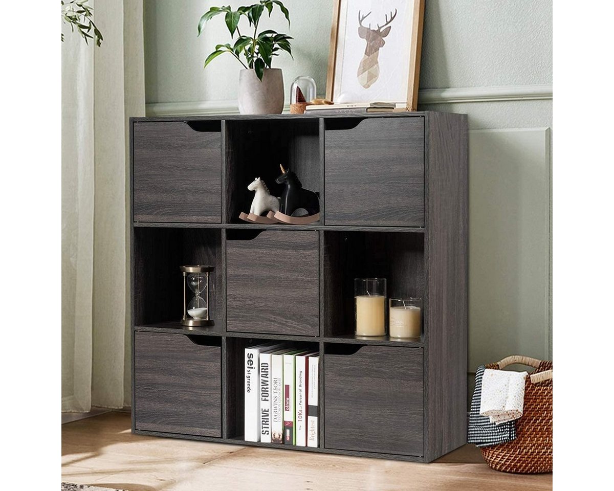 COSTWAY Bücherregal Aufbewahrungsregal, 9 Fächer, freistehend, 90x29x90cm von COSTWAY