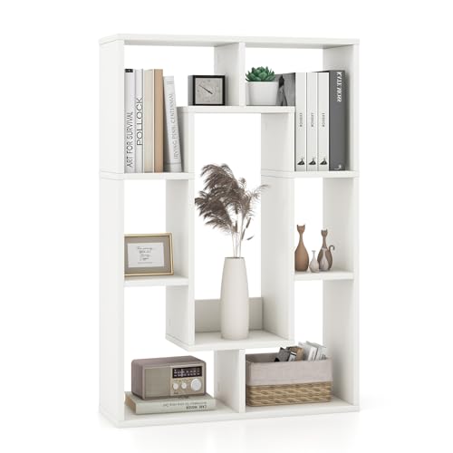 COSTWAY Bücherregal mit 7 Fächern, Standregal, Raumteiler Regal, Würfelregal mit Kippschutz, Aufbewahrungsregal für Wohnzimmer, Arbeitszimmer, Büro, 60 x 20 x 90 cm (Weiß) von COSTWAY