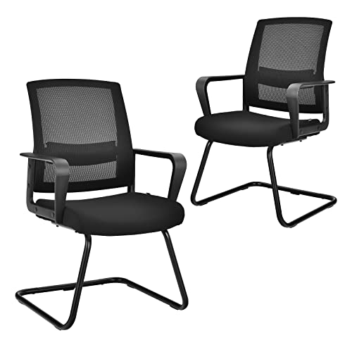 COSTWAY Freischwinger Stühle 2er Set, Schwingstühle mit Armlehne, Konferenzstühle, Bürostühle, Computerstühle bis 136kg belastbar, Besucherstühle für Büro, Konferenzraum, Arbeitszimmer von COSTWAY