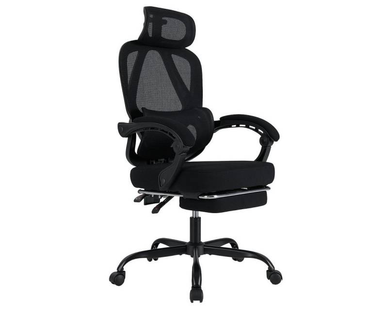 COSTWAY Bürostuhl (1 St), mit verstellbarer Rückenlehne, Kopf- & Lendenstütze 70x70x114-122cm von COSTWAY