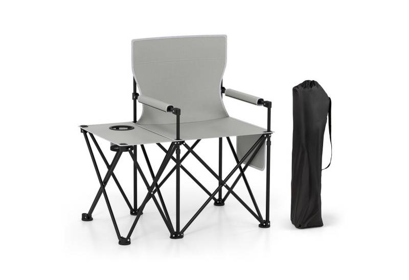 COSTWAY Campingstuhl, faltbar Anglerstuhl Klappbar mit Beistelltisch von COSTWAY