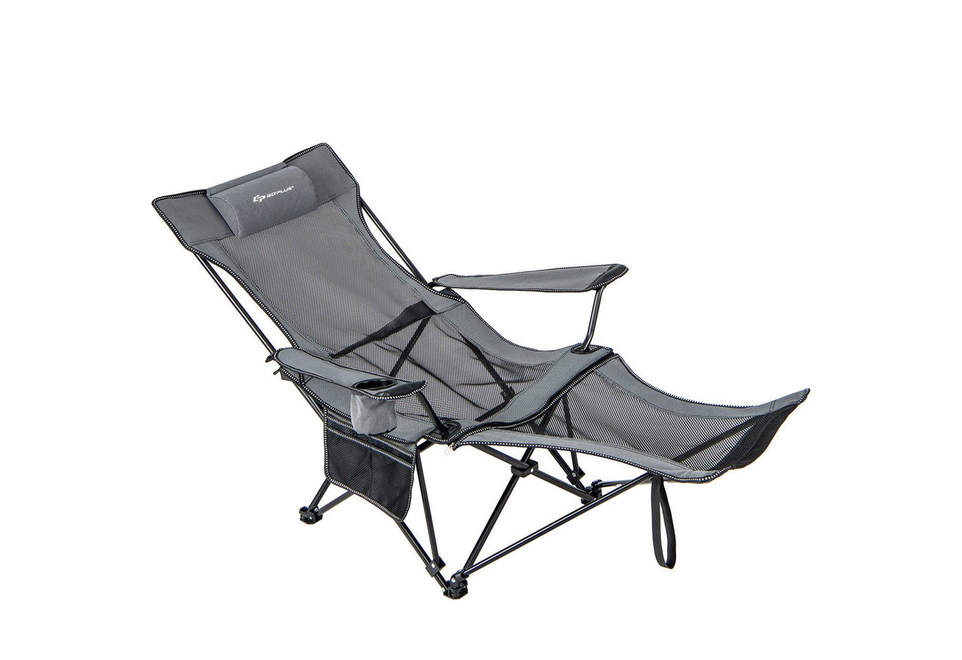 COSTWAY Campingstuhl Angelstuhl, faltbar mit Kopfstütze & Getränkehalter von COSTWAY